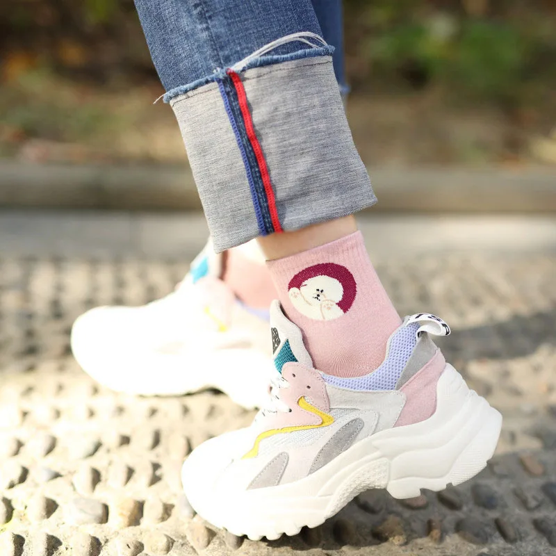 Милый Семья Животные смешные носки Harajuku Новинка Sokken Мопс слон с изображением