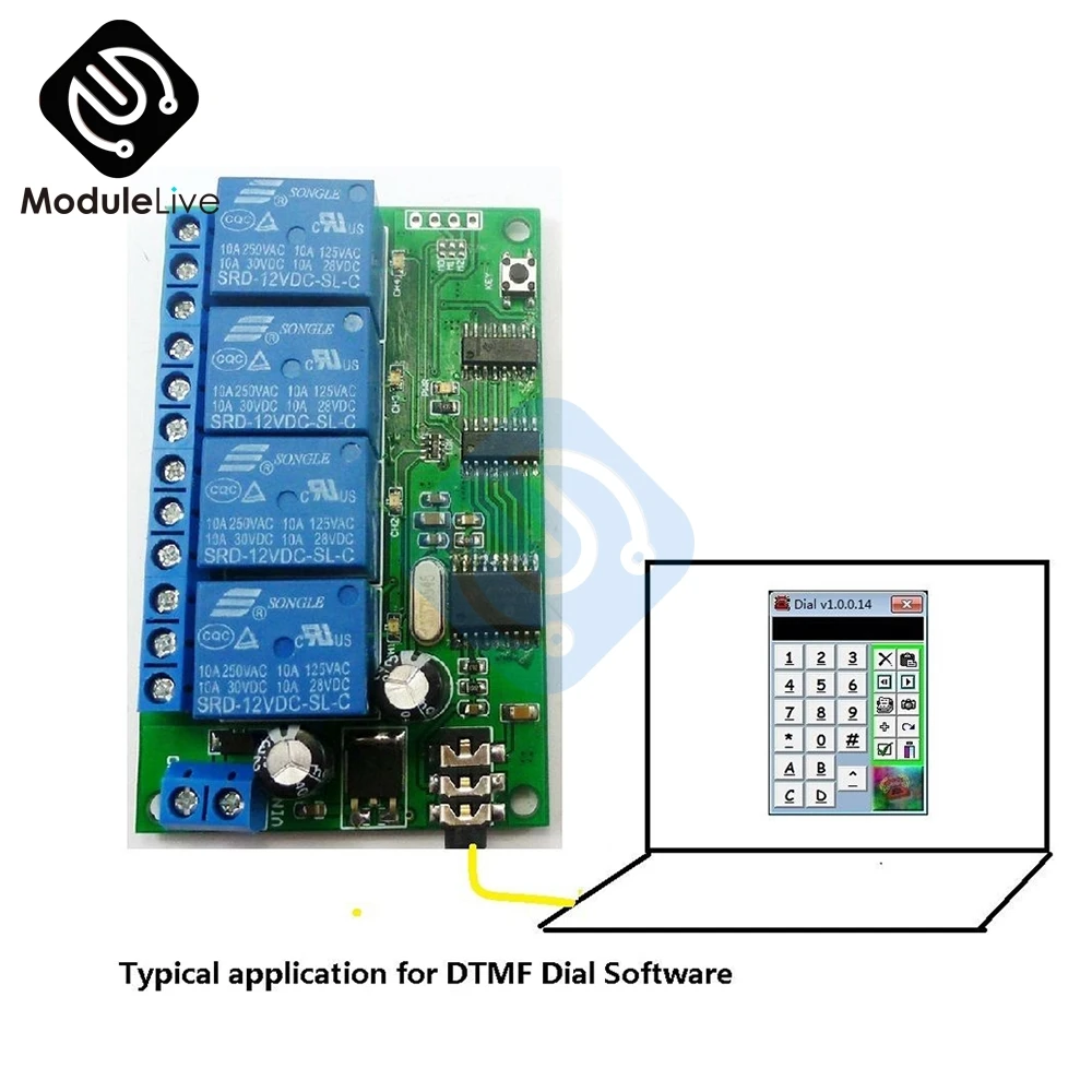 AD22B04 4 канальный DTMF MT8870 аудио декодер релейный контроллер для умного дома