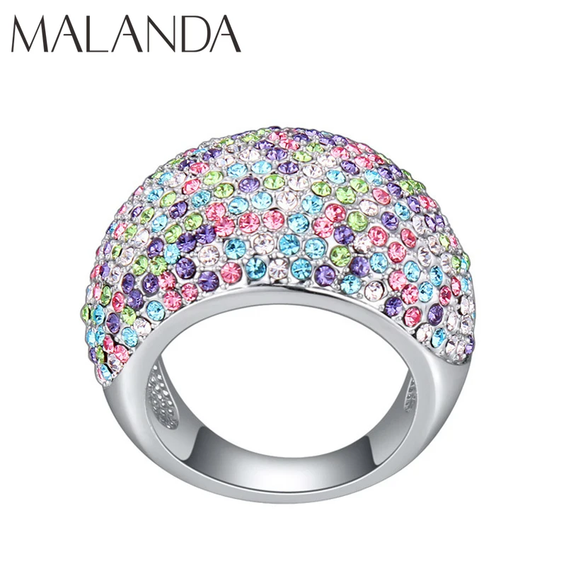 Malanda, новинка, большой кристалл Swarovski, циркон, великолепные кольца для женщин, благородные, модные, роскошные, обручальное кольцо, ювелирное изделие, подарок для девочки