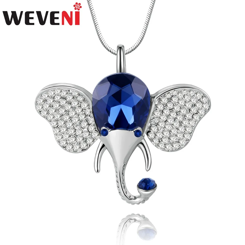 WEVENI сплав горный хрусталь прекрасный слон ожерелье опал кристалл подвеска цепь