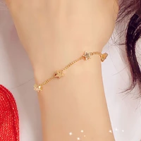 small golden stars hearts thin chain golden metallic adjustable bracelets for women