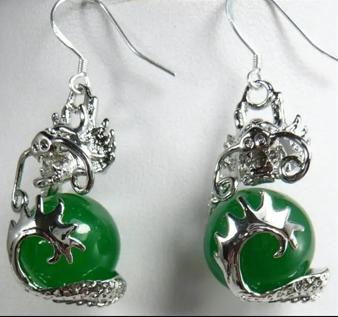 

fashion Free Shipping >> Fancy 12mm purple jade dragon FINE JEWELRY earrings 5.29