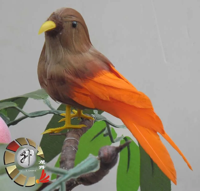 Художественная модель ручной работы с цветными перьями и птицами имитация