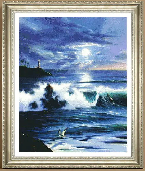 Заводской магазин Набор для вышивки крестиком ужасные волны морское солнце