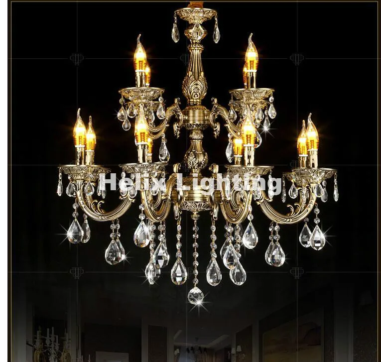 

Free Shipping Antique Brass Color Crystal Chandelier Lingting Decora Luxurious E14 AC Crystal Lamp Lustre Suspension Lighting