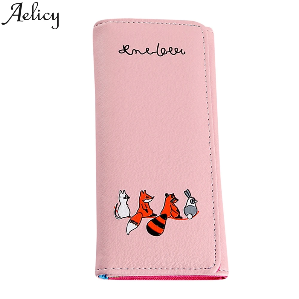 PK Aelicy, длинный кожаный кошелек с лисой кошкой, женские кошельки, кожаная сумка с отделением для монет, Сумка с держателем для кредитных карт, сумки, женские сумки, дизайнерские - Цвет: PK