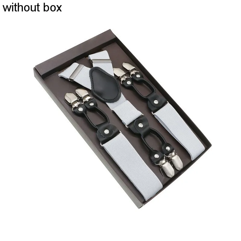 14 Black Real Leather 6 Clips Suspenders Braces Vintage Casual Suspensorio Tirante Trousers Strap Bretele Dad/Husband's Gift - Цвет: 14