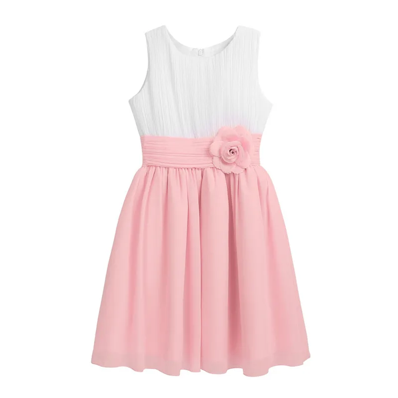 Плиссированные платья для девочек с цветами платье принцессы детские свадебной