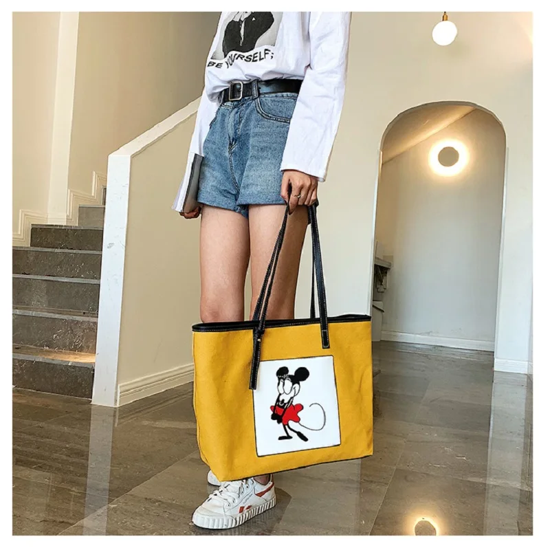 Betterance высокое качество Холщовая Сумка-тоут с верхней ручкой Мультяшные сумки