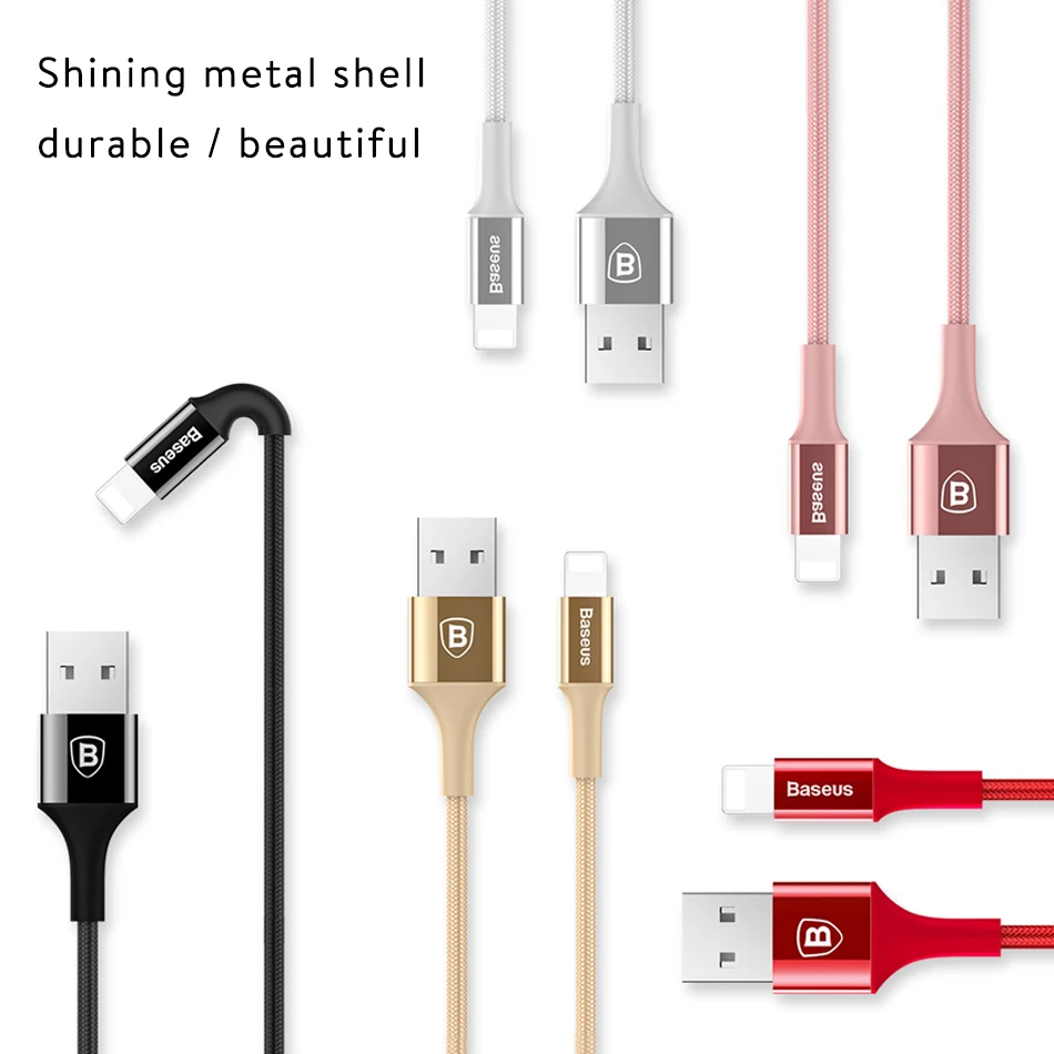 Baseus светодиодный кабель зарядного устройства для iPhone X 8 7 USB кабель для iPhone iPad Быстрая зарядка кабель зарядного устройства кабель для передачи данных для мобильного телефона