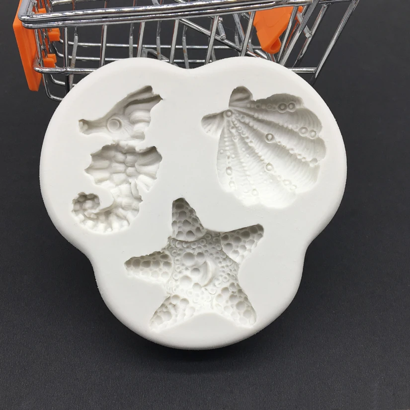 

Wholesale 10 Pcs/lot Hippocampus and Starfish Shape 100% Platinum Silicone Sugarcraft Mould, Fondant Cake Decorating Tools