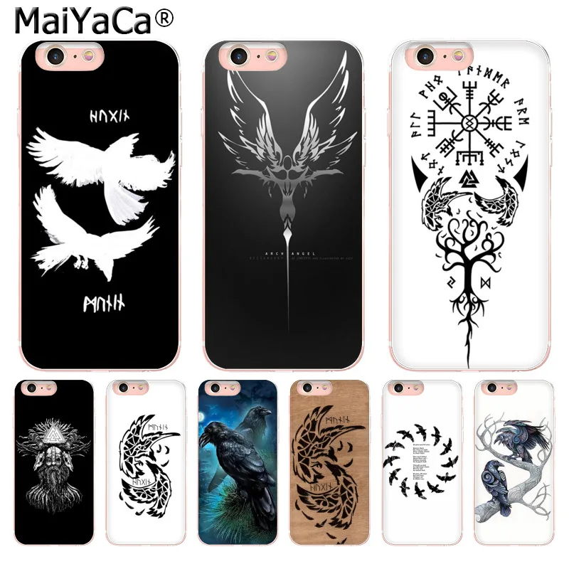 

MaiYaCa Viking odin norse Huginn and Muninn bird phone cover for iphone 13 SE 2020 11 pro 8 7 66S Plus X 5S SE XR XS XS MAX