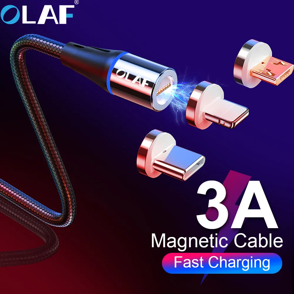 Магнитный кабель OLAF для быстрой зарядки 3 0 Micro USB Type C Samsung S8 S9 Plus QC Iphone X XR XS Max|Кабели