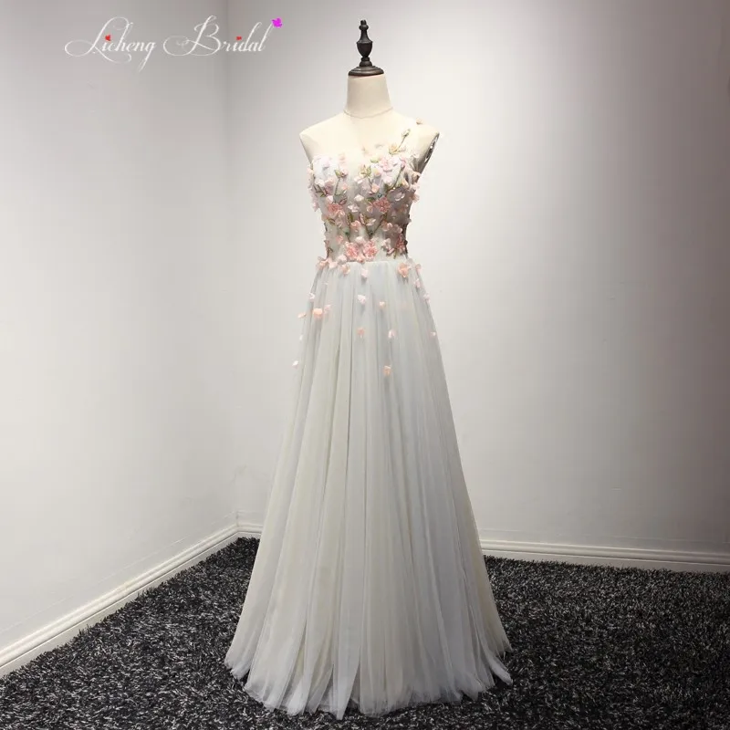 Lc люкс gray evening dress 2017 из бисера цветы пром платья ona плечо сексуальная спинки