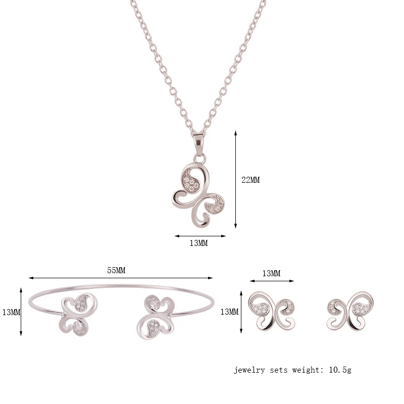 Летние Свадебные Ювелирные Наборы Поп Хороший Простой Бабочка Серьги и Кулон