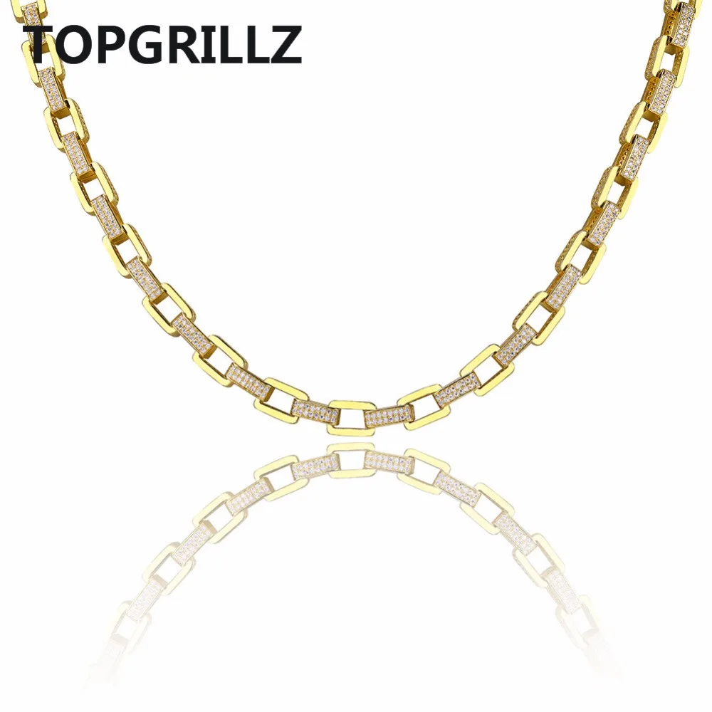 TOPGRILLZ хип хоп мужские ювелирные изделия ожерелье медь золото/серебро цвет покрытием микро Pave CZ камень 7 мм цепочка ожерелье 18 дюймов 22 дюймов