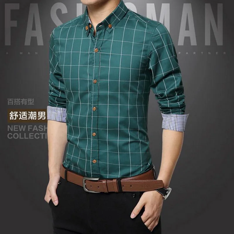 Pui men tiua 5XL Клетчатая Мужская рубашка с длинным рукавом, формальная Мужская рубашка с отложным воротником, мужская деловая одежда, модные Лоскутные Рубашки, Топы