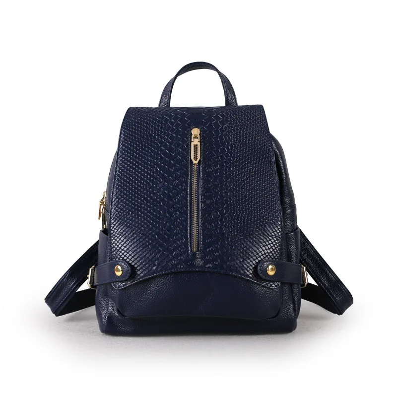 Dark Blue ZENCY, большой Модный женский рюкзак из натуральной кожи с узором «крокодиловая кожа», женская школьная сумка, Женский дизайнерский рюкзак из воловьей кожи - Цвет: Dark Blue