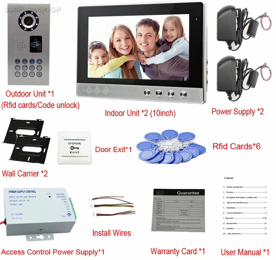 SUNFLOWERVDP Видео Интерком для частный дом IP65 с rfid меткой водозащитные/пароль видео