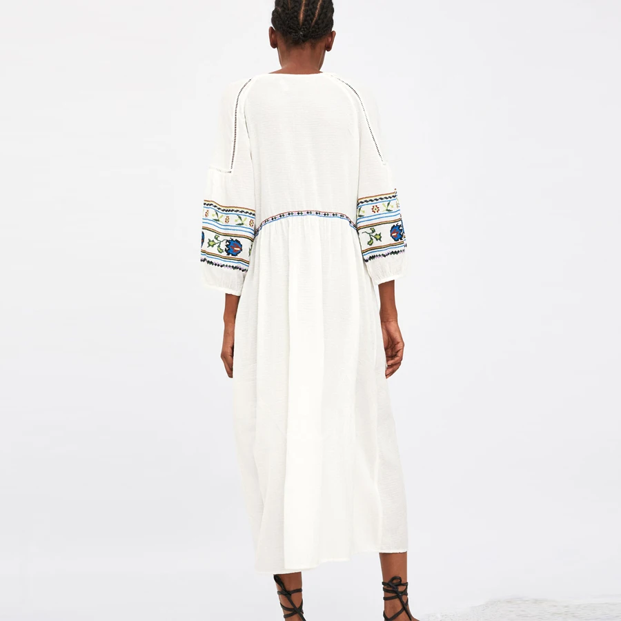 TEELYNN хлопковое белое платье Цветочные вышитые пикантные летние платья с