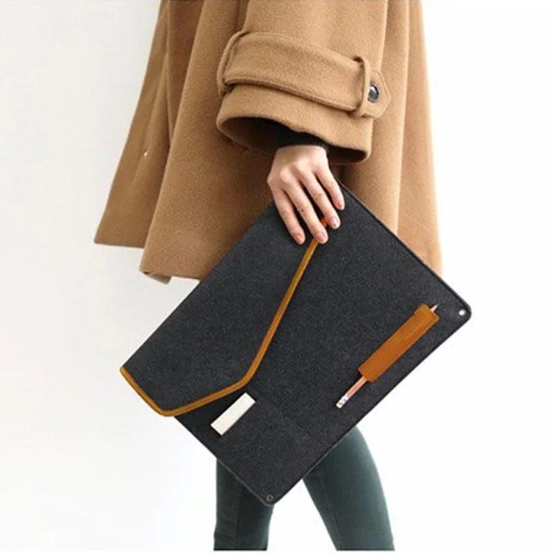 

Wool Felt Envelope Cover 12 13 14 Inch Protective Laptop Bag Sleeve Case for Apple Macbook Air Pro Retina 11.6 13.3 Notebook Bag