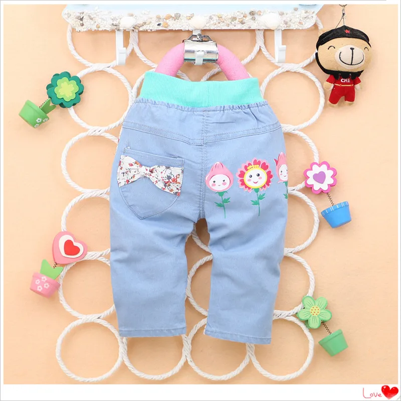 Штаны для маленьких девочек Новинка лета 2018 года Модная Джинсовая одежда до