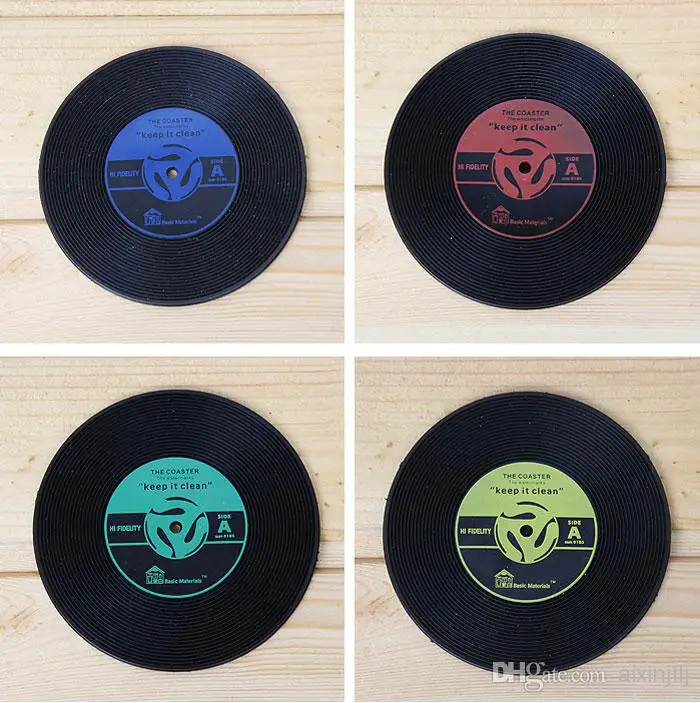 Удивительная 100 шт./компл. Ретро виниловый проигрыватель подставки под напитки