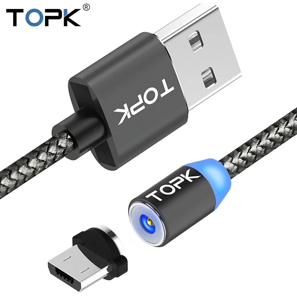Магнитный светодиодный usb кабель RLine 1 магнитный штекер USB Type C Micro для Iphone X 8 6
