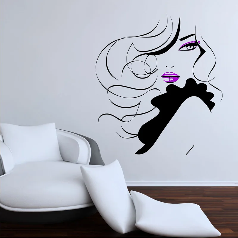 Pin Up Girl Women Modern Hair Salon Wall Sticker Decal Mural Transfer F796