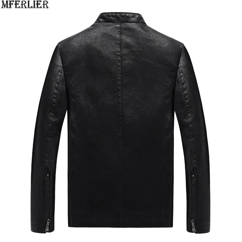 Мужские Куртки из искусственной кожи толстый флис большие размеры 6XL 7XL 8XL зимний