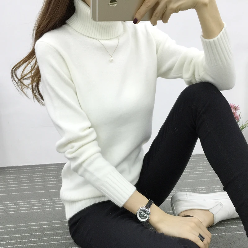 Vintarfell Turtleneck Winter Sweater Women 2018 Full Sleeve Knitted Female And Pullover Femme Cotton Jumper Tricot Tops | Женская одежда