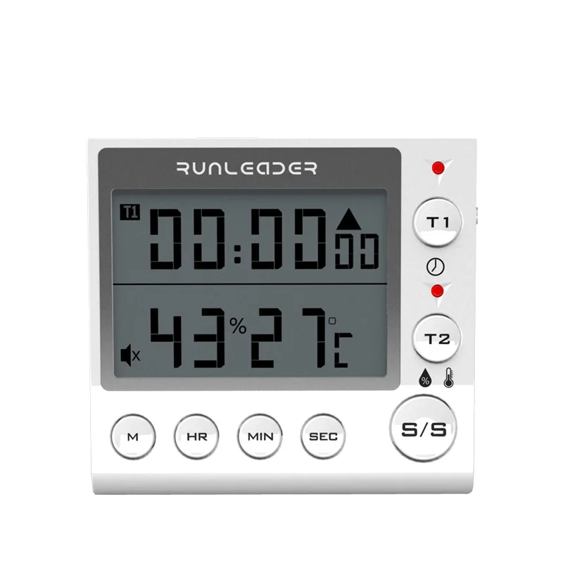 

LED Large Scree Double Channel Magnetic Suction Kitchen Timer Up and Down Time Tone Temperature and Humidity KT002A