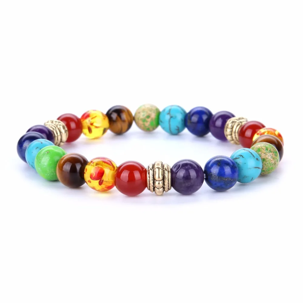 Браслеты с 7 чакрами из натурального камня агата кварца 8 мм|Плетеные браслеты| |