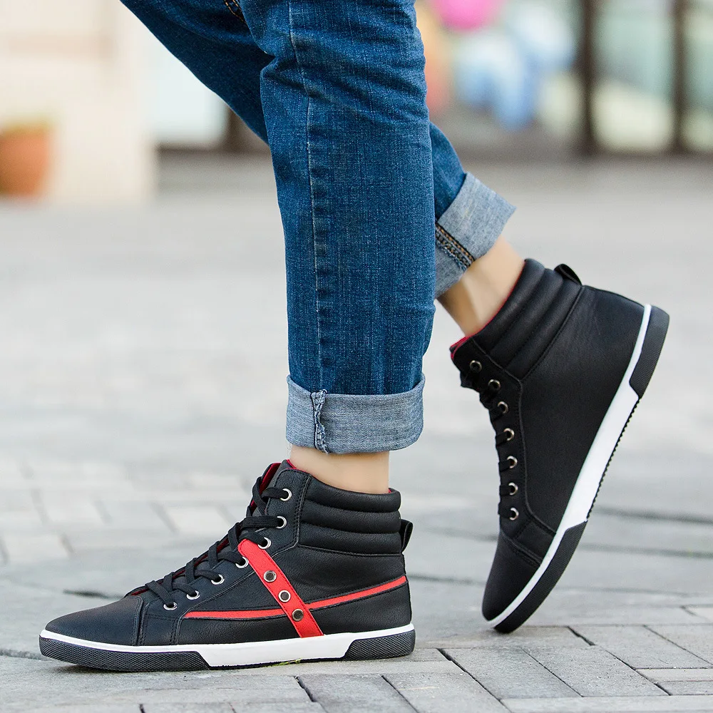 Новая мужская обувь с высоким берцем повседневная однотонная в ретро-стиле