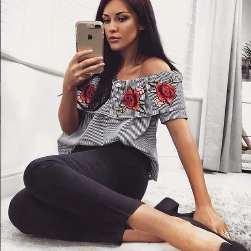 Прямая доставка Женская Сексуальная Блузка с открытыми плечами рубашка женские