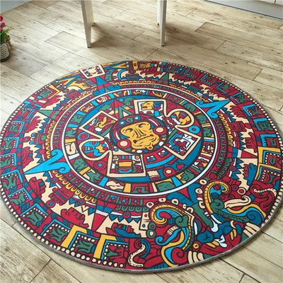 60/80/100 см Творческий Круглый rugs гостиной коврик Тотем печати ковры двери для