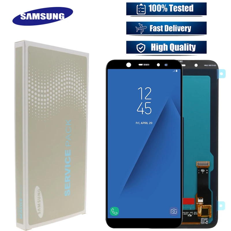 Для SAMSUNG Galaxy A6 A600 ЖК-дисплей кодирующий преобразователь сенсорного экрана в сборе запасная часть для SAMSUNG A6 A600F A600FN lcd