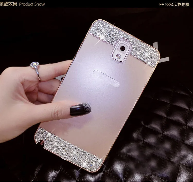 2 in 1 Metal Aluminum Frame Anti-scratch Rhinestone Bling Diamond Cover Case For Samsung Galaxy note 3 4 S3 S4 S5 I9200 |
