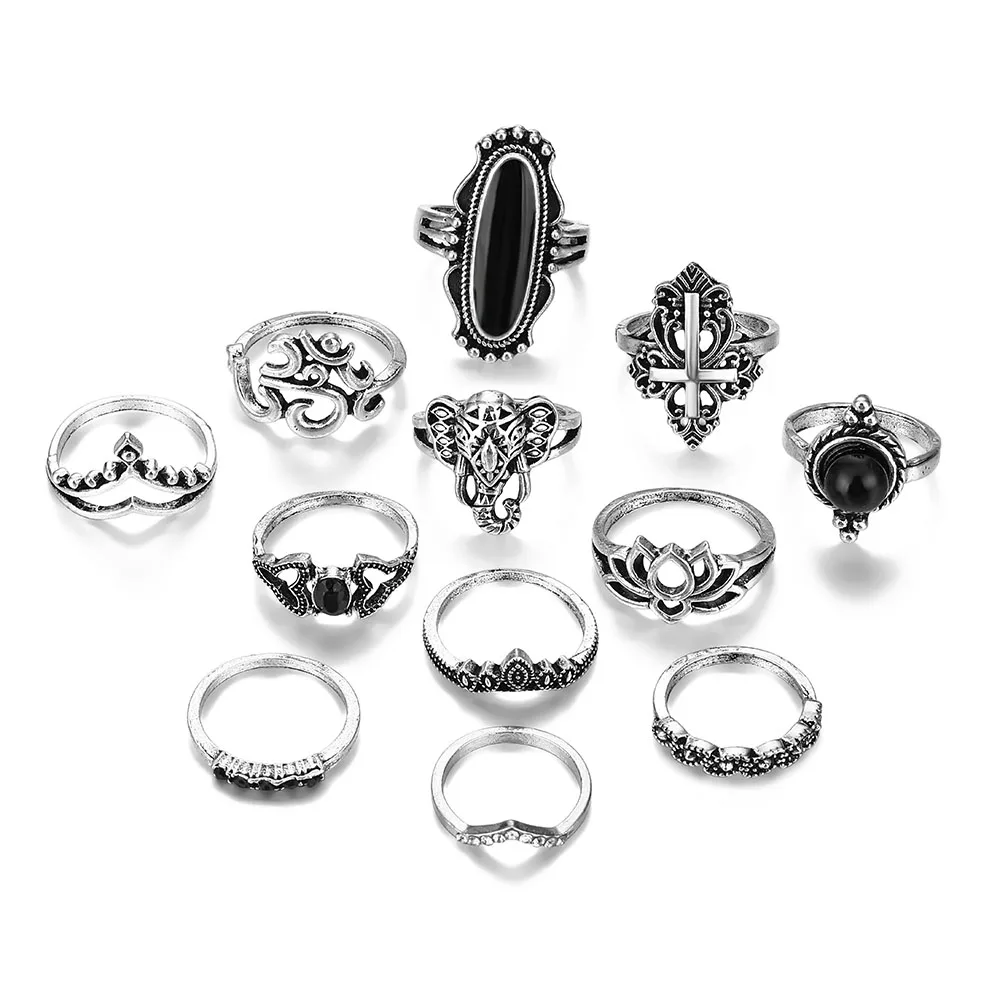 12 шт./компл. женские модные кольца овальные драгоценные камни корона