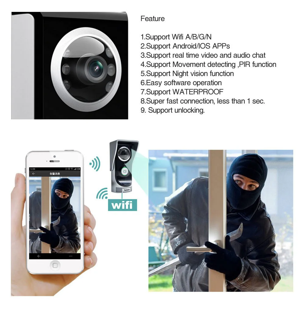 Беспроводной 4G Wi-Fi 720P видео домофон дверной звонок ip-система дистанционный разблокировать сигнализацию монитор для Android IOS Phone APP