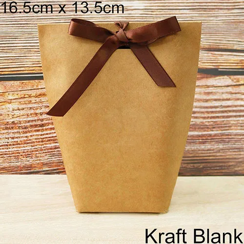 13.5x16.5Blank Kraft 5 шт. высококлассные черно-белые бронзовые "Merci" Сумки для конфет французские спасибо Свадебные сувениры Подарочная коробка посылка на день рождения - Цвет: 13.5x16.5Blank Kraft