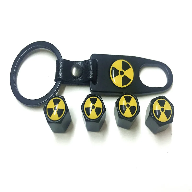 Серебряный автомобильный Стайлинг атомная бомба оружие логотип колпачок клапана шины с кольцом для ключей