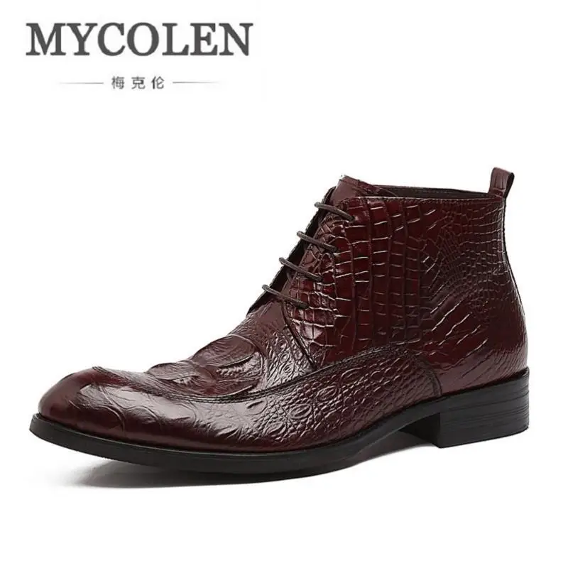 MYCOLEN/мужские ботинки с узором крокодиловая кожа зимняя обувь новые удобные