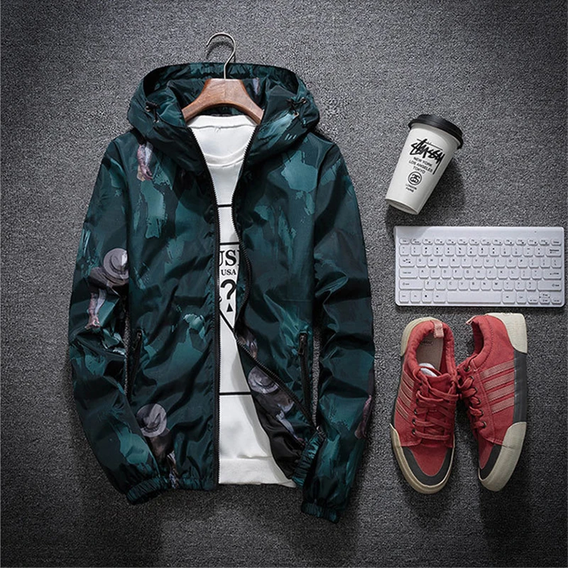 Мужская камуфляжная куртка с принтом ветровка в стиле хип-хоп тонкая уличная