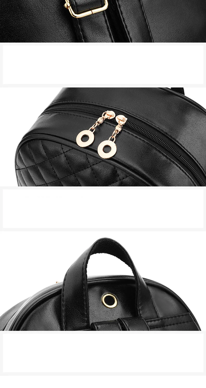 SWDF Women's Backpack Fashion Black PU Leather Backpack Women's Shoulder Bag Small Backpack Girls' Bags Mother and Daughter Bags