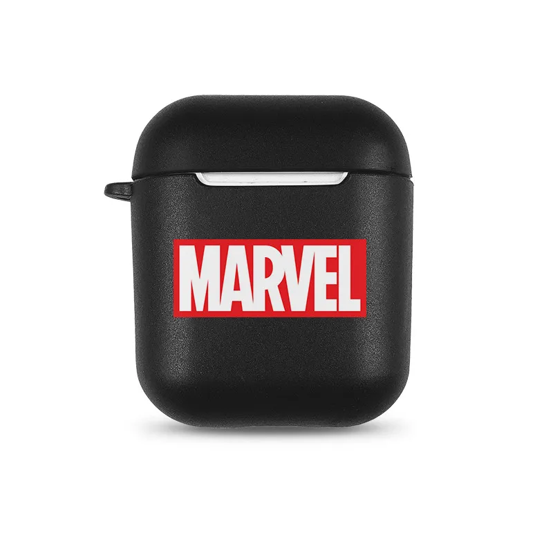 black marvel Силиконовые сумки для Airpods Единорог забавные английские слова лимон фрукты переноски приемник Чехлы для Apple Airpods чехол для наушников Etui - Цвет: black marvel