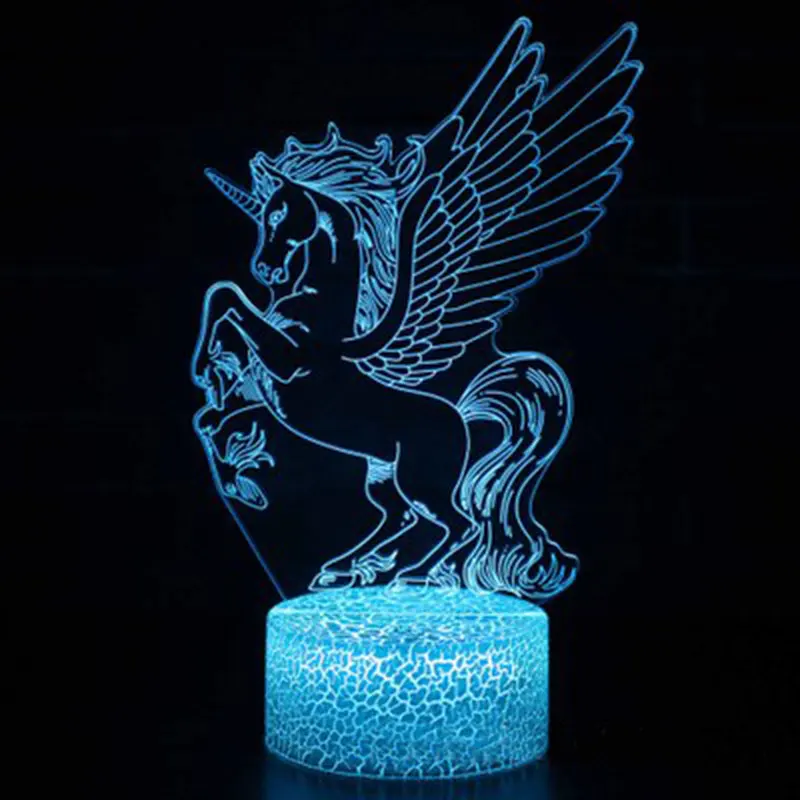 

Wing unicorn theme 3D Lamp LED night light 7 Color Change Touch Mood Lamp Christmas present Dropshippping