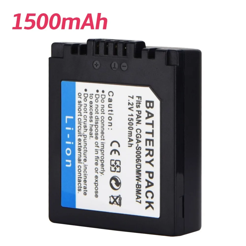 7,4 V 1500 мА/ч, CGA-S006 DMW-BMA7 CGR-S006E Замена Батарея акумуляторная батарея для цифрового фотоаппарата Panasonic Lumix DMC-FZ7 FZ8 FZ18 FZ35 FZ28 FZ38 FZ30