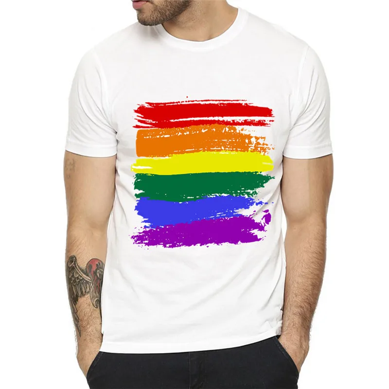 Мужская футболка с принтом Lgbt Gay Love Rainbow летняя повседневная is Love|Мужские
