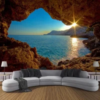custom photo wallpaper 3d cave sunrise seaside nature landscape large murals for living room home decor wall paper wall cladding